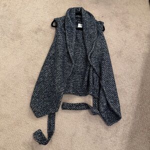 Elle Charcoal and Light Gray Open Front Cardigan